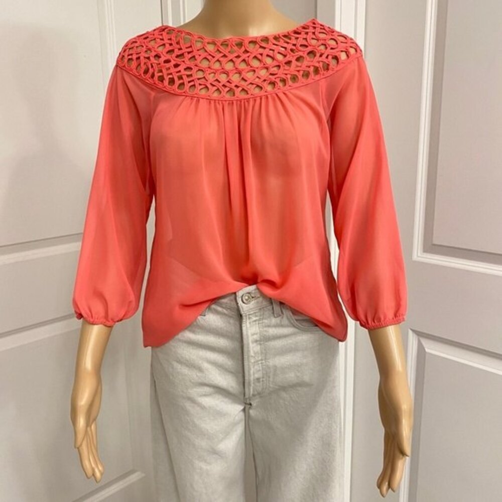 UMGEE USA Sheer Top. Coral. Small.